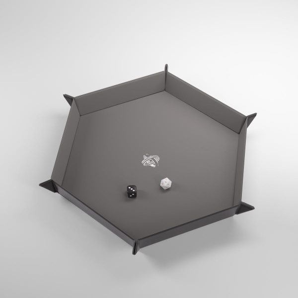 Magnetic Dice Tray: XL Hexangonal - Gray Black Supply