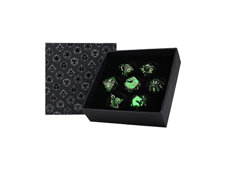 Inscripted Dragon Green - Metal RPG Dice Set (LPG) Cheap