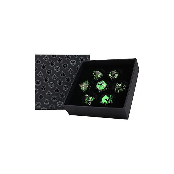 Inscripted Dragon Green - Metal RPG Dice Set (LPG) Cheap