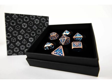 Draco Dark Blue Brass - Metal RPG Dice Set (LPG) Online Sale