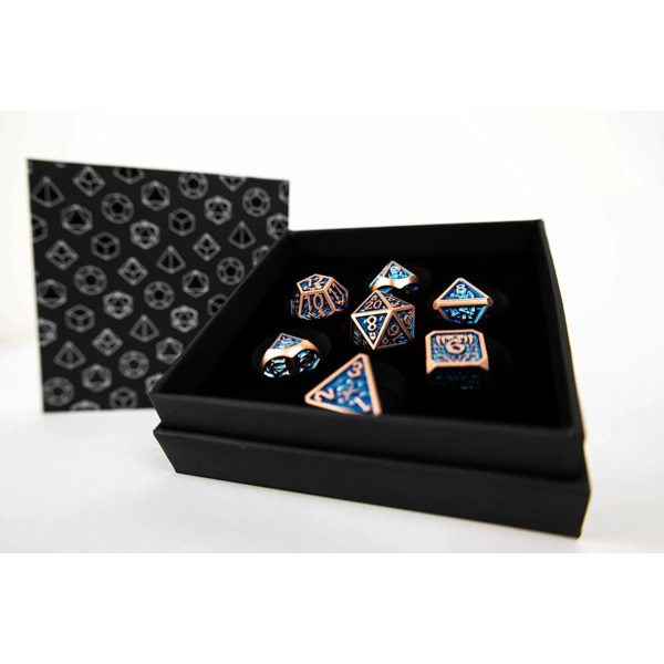 Draco Dark Blue Brass - Metal RPG Dice Set (LPG) Online Sale