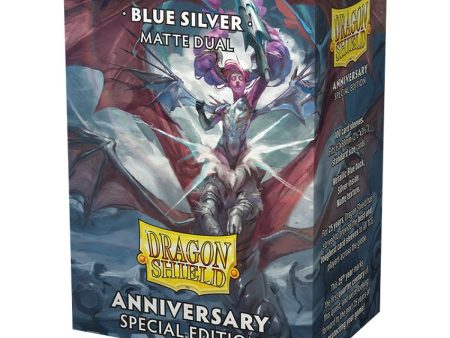 Dragon Shield Sleeves MATTE DUAL- 25th Anniversary Special Ed: Blue Silver (100pk) Sale