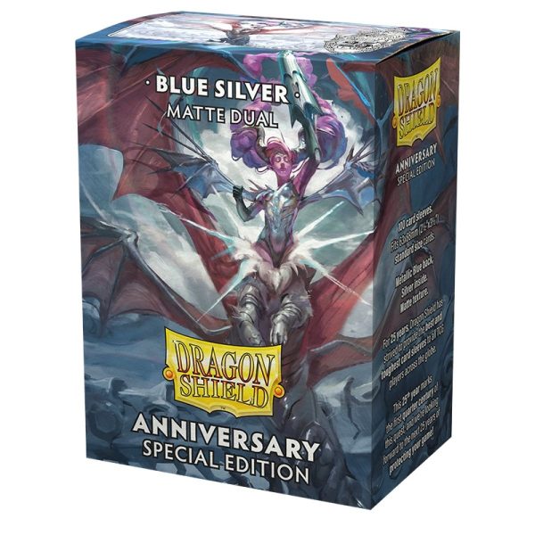 Dragon Shield Sleeves MATTE DUAL- 25th Anniversary Special Ed: Blue Silver (100pk) Sale