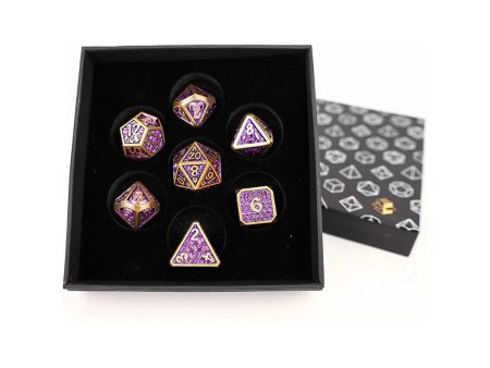 Draco Bright Purple Brass - Metal RPG Dice Set (LPG) Supply