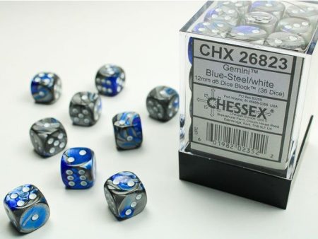 Gemini 12mm D6 Blue-Steel White (36) (CHX26823) Online