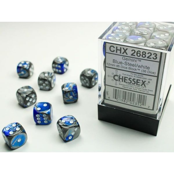 Gemini 12mm D6 Blue-Steel White (36) (CHX26823) Online