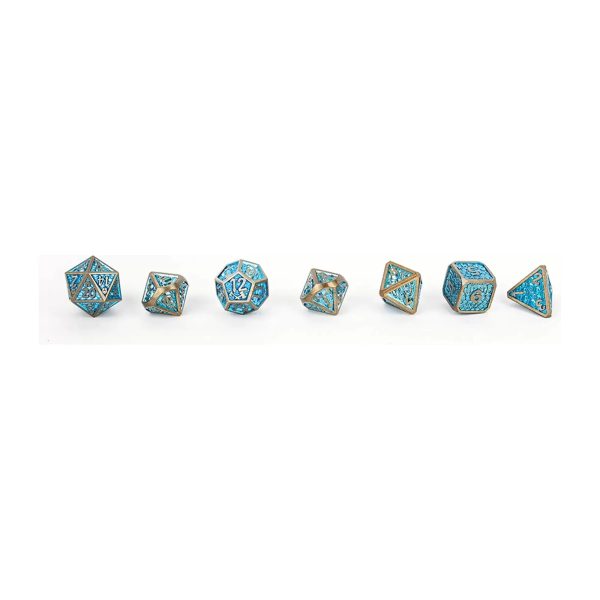 Draco Bright Blue Brass - Metal RPG Dice Set (LPG) Online