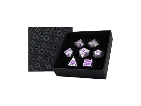 Inscripted Sakura Purple White - Metal RPG Dice Set (LPG) Online