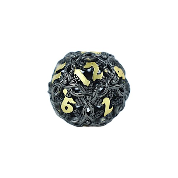 Hollow Vines Black and Gold - Metal RPG Dice Set (LPG) For Sale