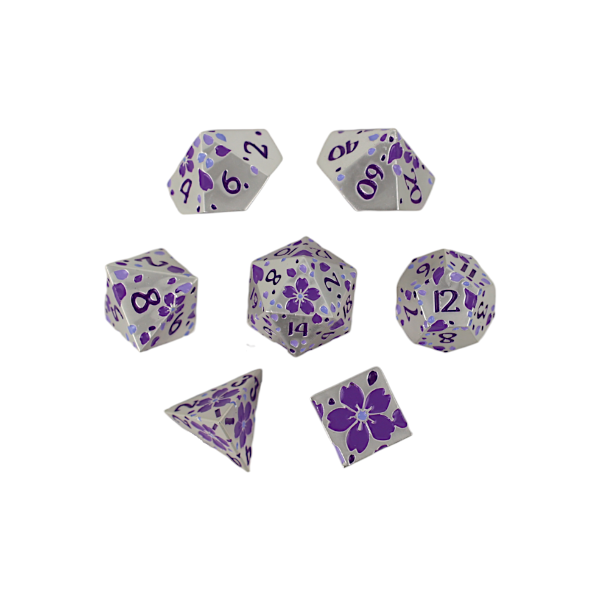 Inscripted Sakura Purple White - Metal RPG Dice Set (LPG) Online