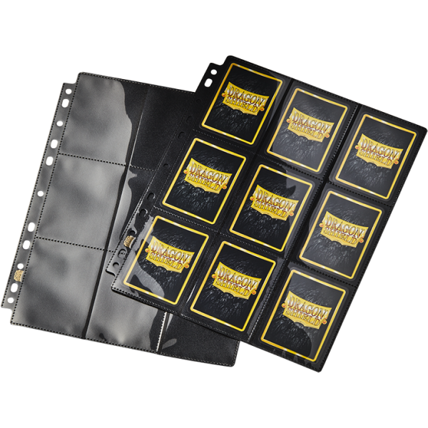 Dragon Shield: 18 Pocket Side Loading Pages (Single Page) Black Sale