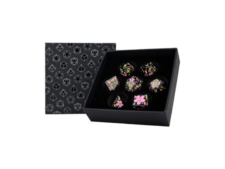 Inscripted Sakura Pastel Black - Metal RPG Dice Set (LPG) Online