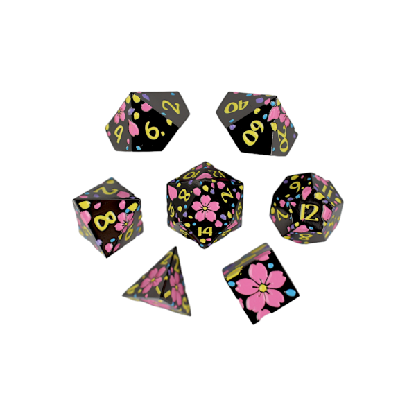 Inscripted Sakura Pastel Black - Metal RPG Dice Set (LPG) Online