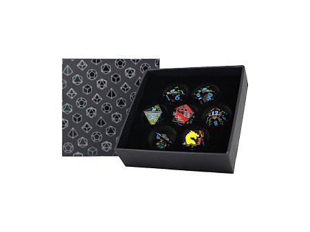 Inscripted Dragon Rainbow - Metal RPG Dice Set (LPG) For Sale