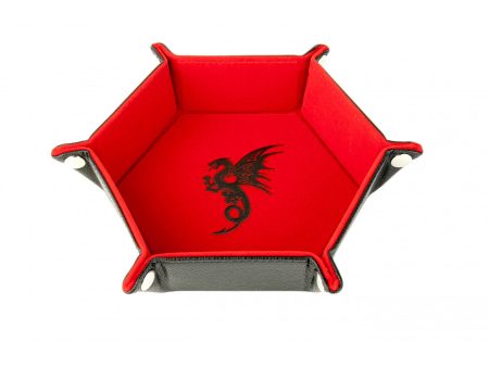 MDG Hexagon Fold Up Dice Tray - Red Dragon For Sale