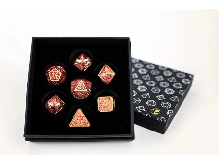 Draco Bright Red Gold - Metal RPG Dice Set (LPG) Online