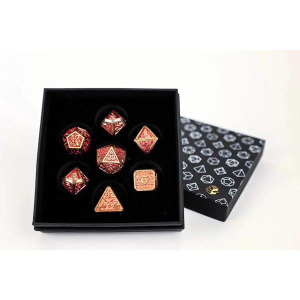 Draco Bright Red Gold - Metal RPG Dice Set (LPG) Online