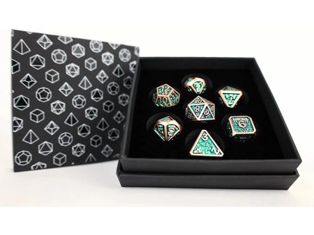 Draco Dark Green Brass - Metal RPG Dice Set (LPG) Online Hot Sale