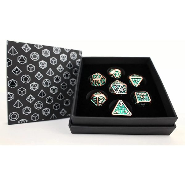 Draco Dark Green Brass - Metal RPG Dice Set (LPG) Online Hot Sale