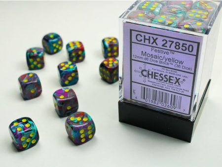 Festive 12mm D6 Mosaic Yellow (36) (CHX27850) Online now