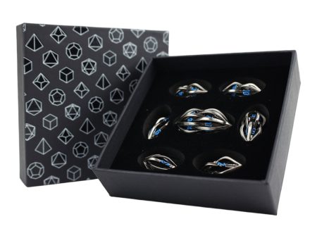 Hollow Elliptic Stainless and Blue - Metal RPG Dice Set (LPG) Online now