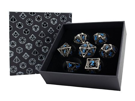 Hollow Dragon Stainless and Blue - Metal RPG Dice Set (LPG) For Cheap