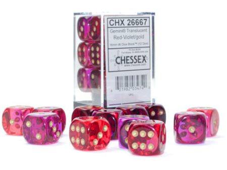 Gemini Translucent 16mm D6 Red-Violet Gold (12) (CHX26667) Online Hot Sale