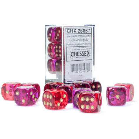 Gemini Translucent 16mm D6 Red-Violet Gold (12) (CHX26667) Online Hot Sale