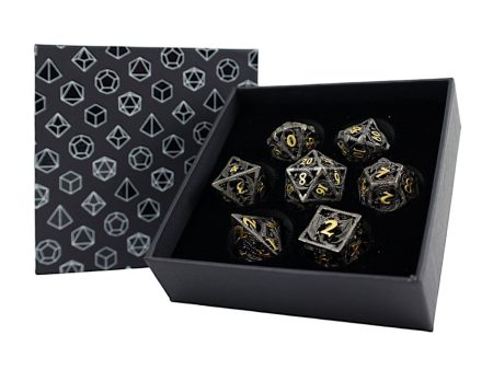 Hollow Dragon Black and Gold - Metal RPG Dice Set (LPG) Online now