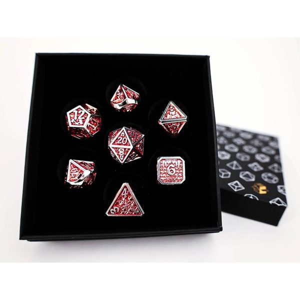 Draco Dark Red Silver - Metal RPG Dice Set (LPG) on Sale