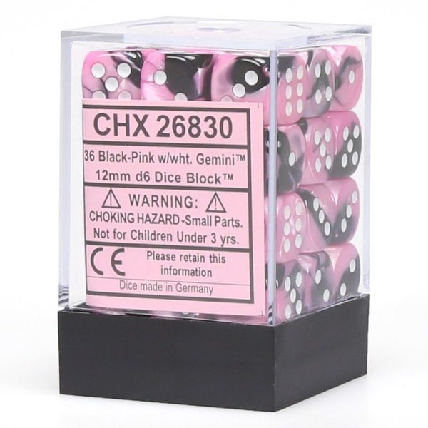 Gemini 12mm D6 Black-Pink White (36) - CHX26830 on Sale