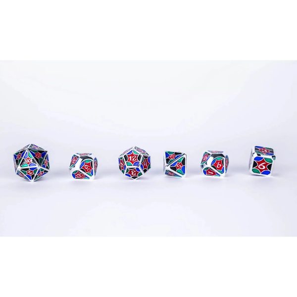 Leadlight 4 Colour Silver - Metal RPG Dice Set (LPG) Discount