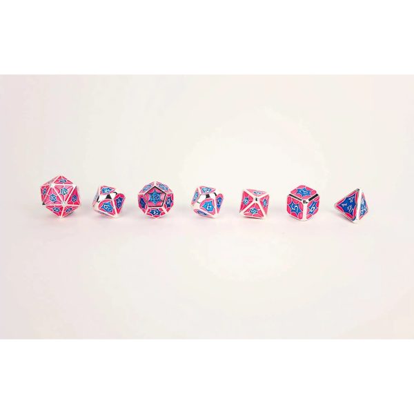 Leadlight Blue Pink Silver - Metal RPG Dice Set (LPG) For Cheap