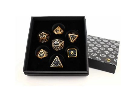 Draco Dark Black Gold - Metal RPG Dice Set (LPG) Online Sale