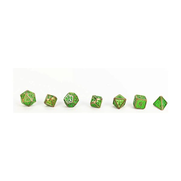 Draco Bright Green Brass - Metal RPG Dice Set (LPG) Online