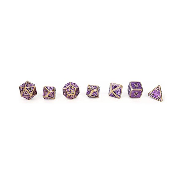 Draco Bright Purple Brass - Metal RPG Dice Set (LPG) Supply