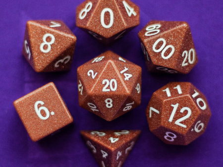 MDG Gemstone Dice Set - Goldstone For Discount