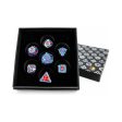 Leadlight Red Blue Silver - Metal RPG Dice Set (LPG) For Sale