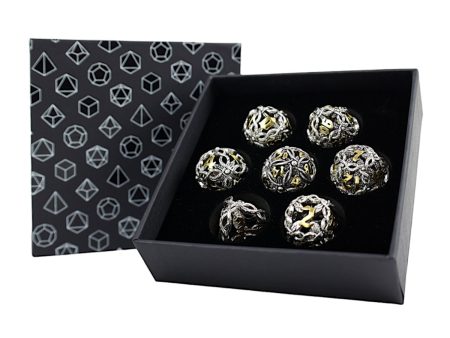 Hollow Vines Chrome and Gold - Metal RPG Dice Set (LPG) Online Hot Sale