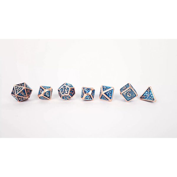 Draco Dark Blue Brass - Metal RPG Dice Set (LPG) Online Sale