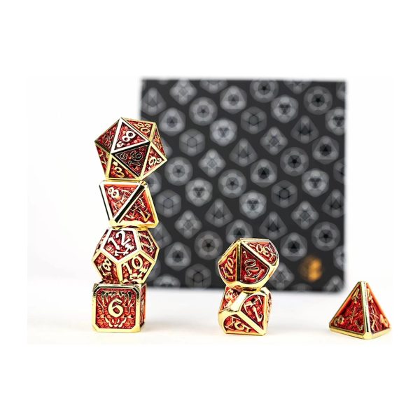 Draco Dark Red Gold - Metal RPG Dice Set (LPG) Hot on Sale