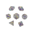 Inscripted Bubbles Pastel White - Metal RPG Dice Set (LPG) For Sale