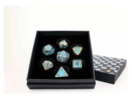 Draco Bright Blue Brass - Metal RPG Dice Set (LPG) Online