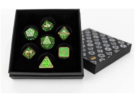 Draco Bright Green Brass - Metal RPG Dice Set (LPG) Online