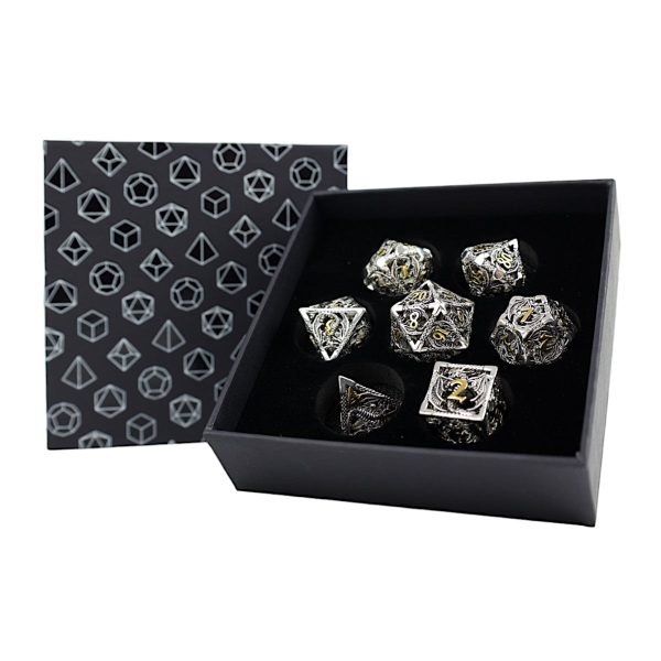 Hollow Dragon Chrome and Gold - Metal RPG Dice Set (LPG) Hot on Sale