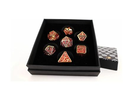 Draco Dark Red Gold - Metal RPG Dice Set (LPG) Hot on Sale