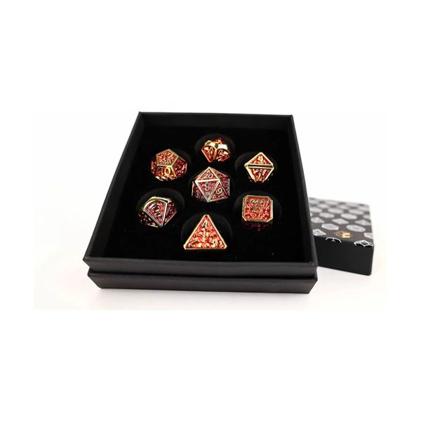 Draco Dark Red Gold - Metal RPG Dice Set (LPG) Hot on Sale