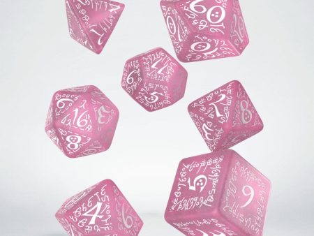 Elvish Shimmering Pink & White Dice Set (7) Online now