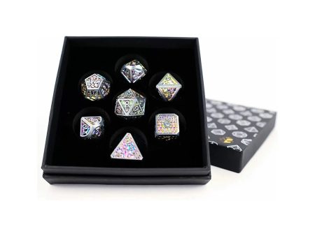 Draco Bright Rainbow Silver - Metal RPG Dice Set (LPG) Online now