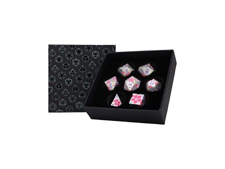 Inscripted Sakura Pastel White - Metal RPG Dice Set (LPG) Online Hot Sale